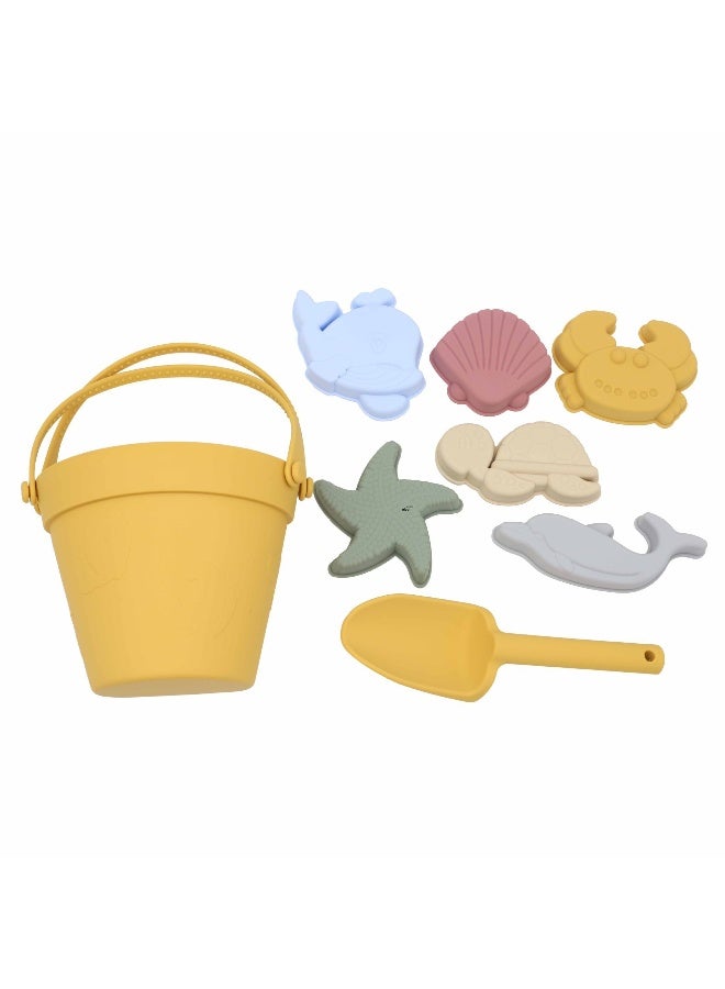 8 Pcs Silicone Beach Toys with Portable Beach Bag,Summer Kids Beach Set with Sand Toy Molds Shovel Bucket Set, Beach Sand Toys Toddler Sandbox Toys for Girl Kids Outdoor