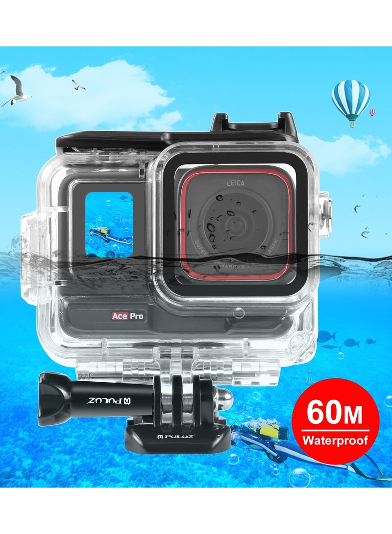 For Insta360 Ace Pro 60m Underwater Waterproof Housing Case with Base Adapter & Screw (Transparent)