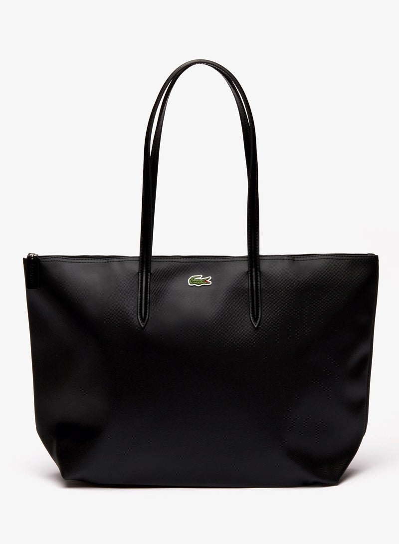 Lacoste Women's L.12.12 Concept Zip Tote Bag, Shoulder Bag Classic Large Black 45cm * 30cm * 12cm