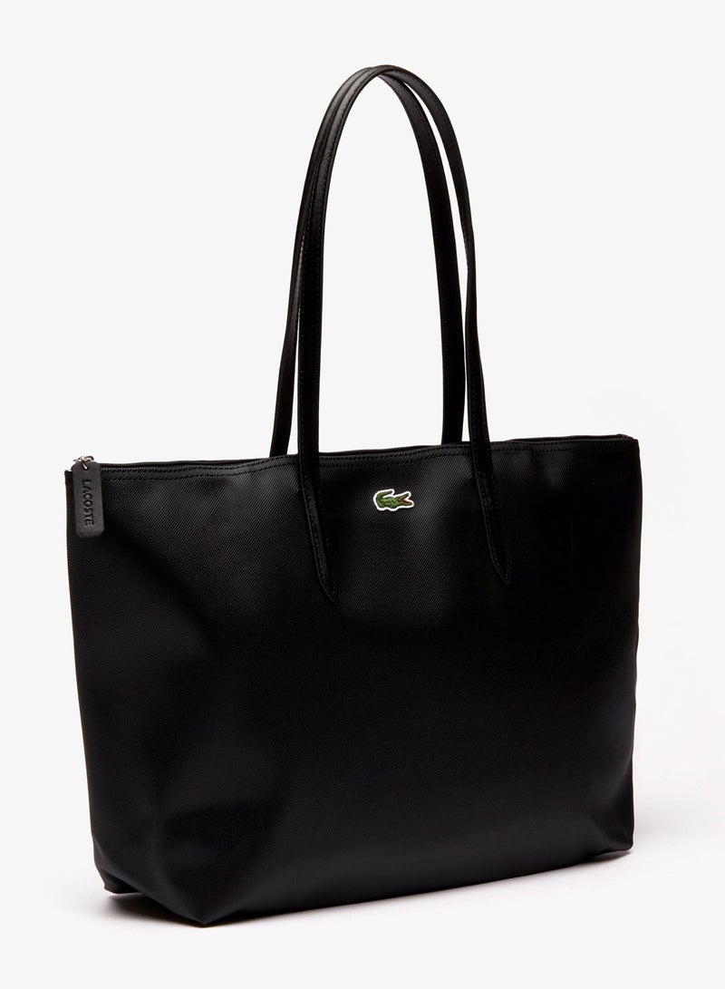 Lacoste Women's L.12.12 Concept Zip Tote Bag, Shoulder Bag Classic Large Black 45cm * 30cm * 12cm