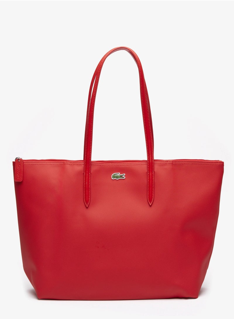 Lacoste Women's L.12.12 Concept Zip Tote Bag, Shoulder Bag Classic Large Red 45cm * 30cm * 12cm