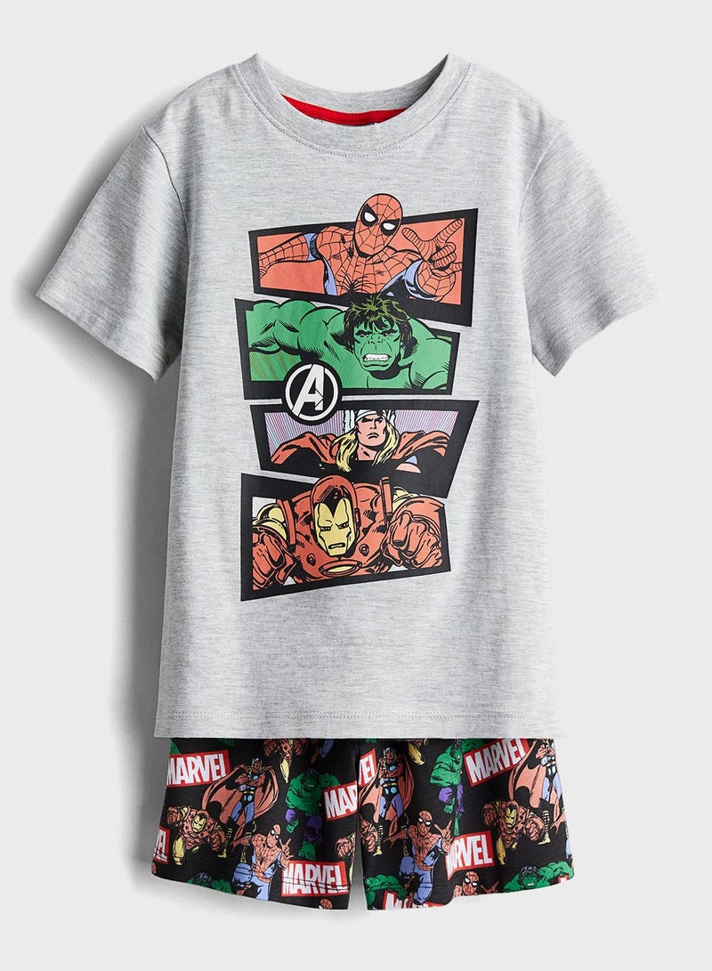 Kids Crew Neck Graphic T-Shirt & Pyjama Set