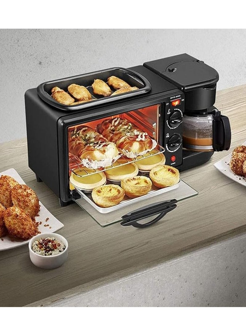 Electric Oven 3 In 1 Breakfast Machine, Multi-Functional Breakfast Maker, Non-Stick Griddle, Oven Tray, Coffee Maker, Toaster Machine