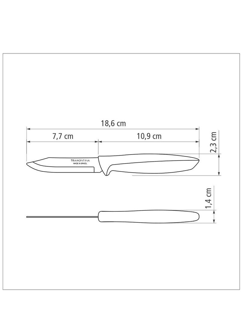 Tramontina 3-Inch Fruit and Vegetable Knife with Stainless Steel Blade and Gray Polypropylene Handle from Belenus