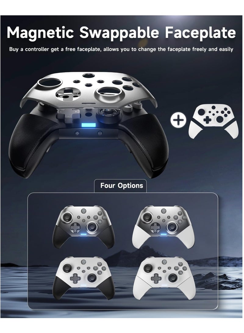 EasySMX X10 PC Controller for Black Myth: Wukong - Enhanced Wireless Bluetooth Controller with a Swappable Faceplate/Hall Joysticks and Triggers for PC/Switch/Steam/Android TV/Android and iOS Mobile(Black)