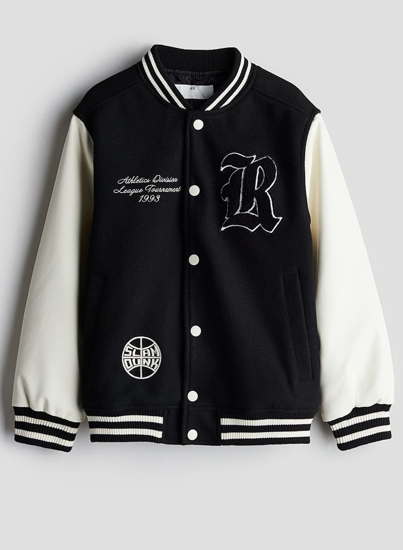 Appliquéd Baseball Jacket