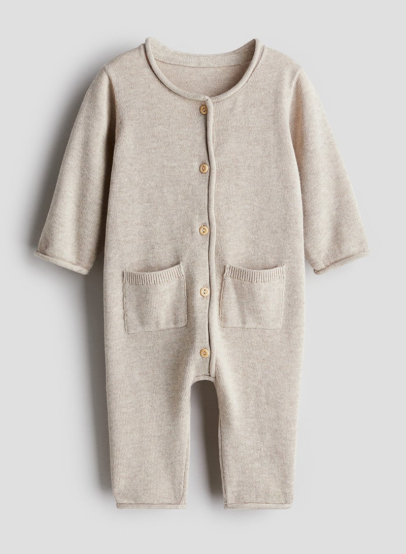 Fine-Knit Cotton Romper Suit