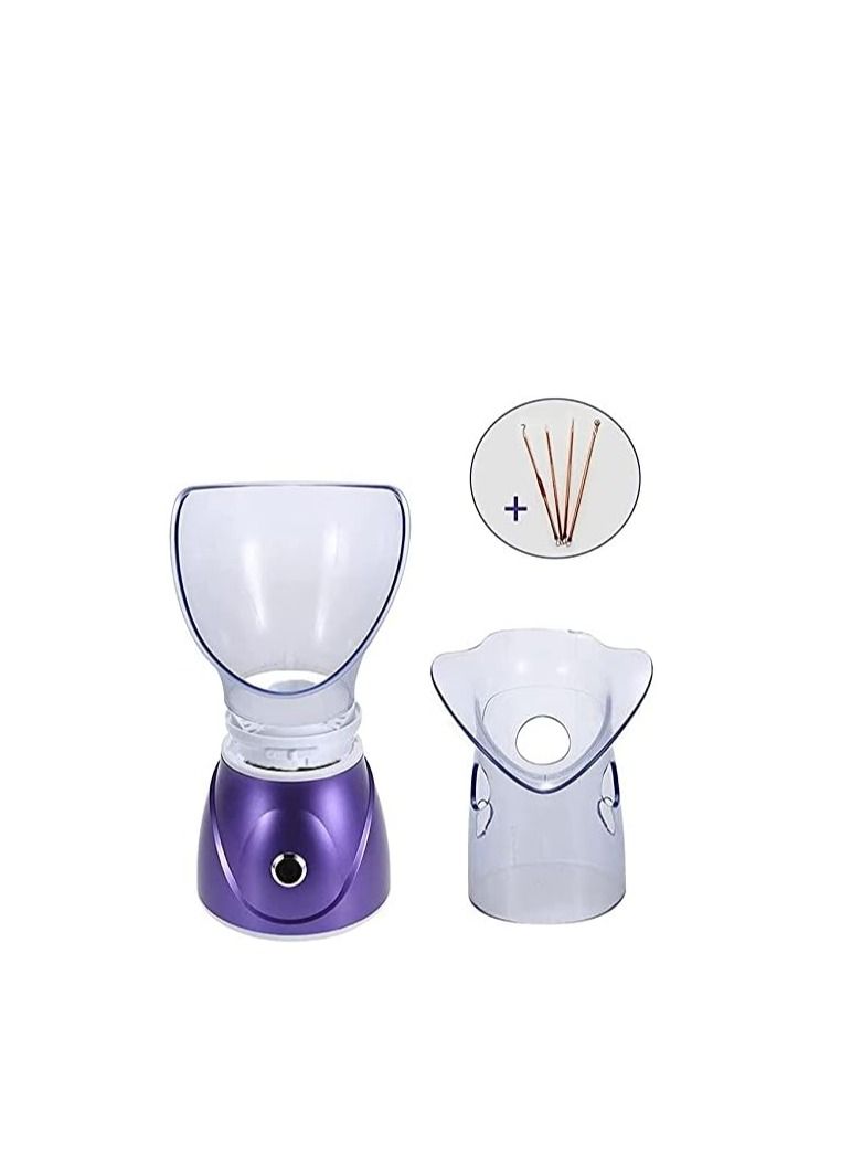 Facial Steamer + Acne Removal Kit, Professional Sinus Steam Inhaler Face Skin Moisturizer Facial Mask Spa with Aromatherapy Diffuser (Classic type+Acne Removal Kit, Purple)