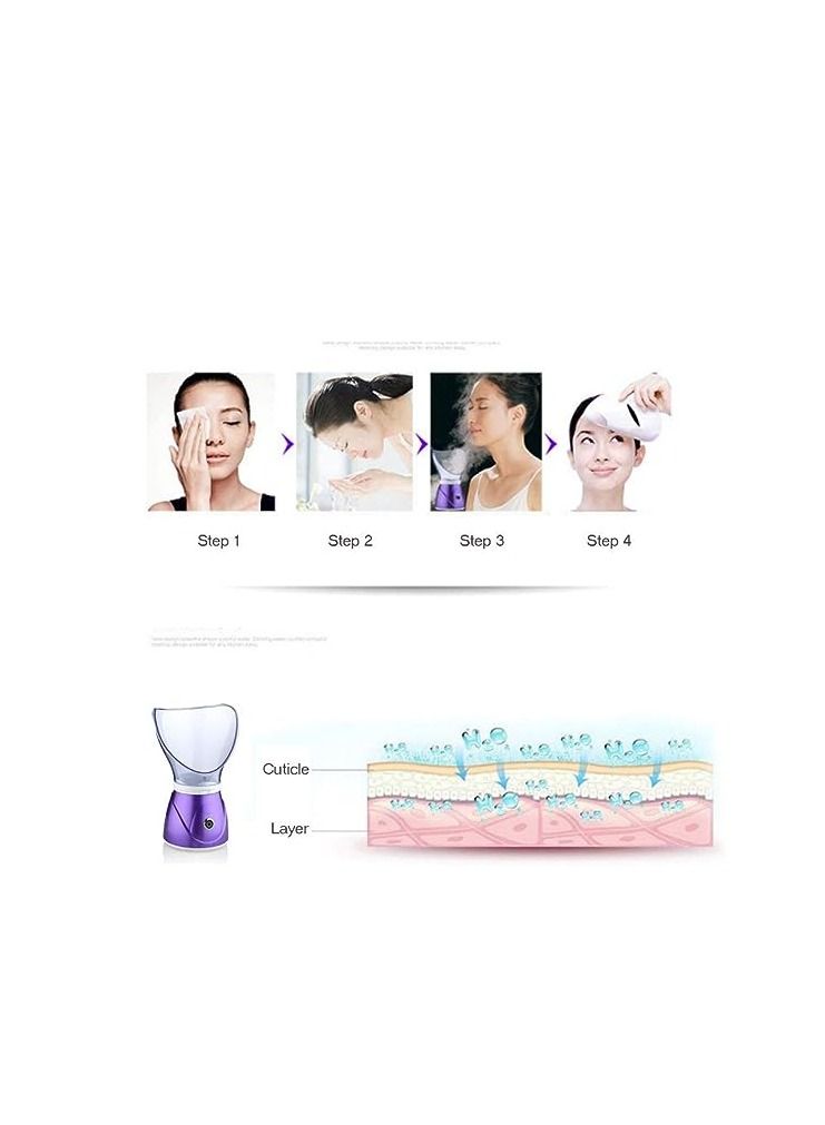 Facial Steamer + Acne Removal Kit, Professional Sinus Steam Inhaler Face Skin Moisturizer Facial Mask Spa with Aromatherapy Diffuser (Classic type+Acne Removal Kit, Purple)