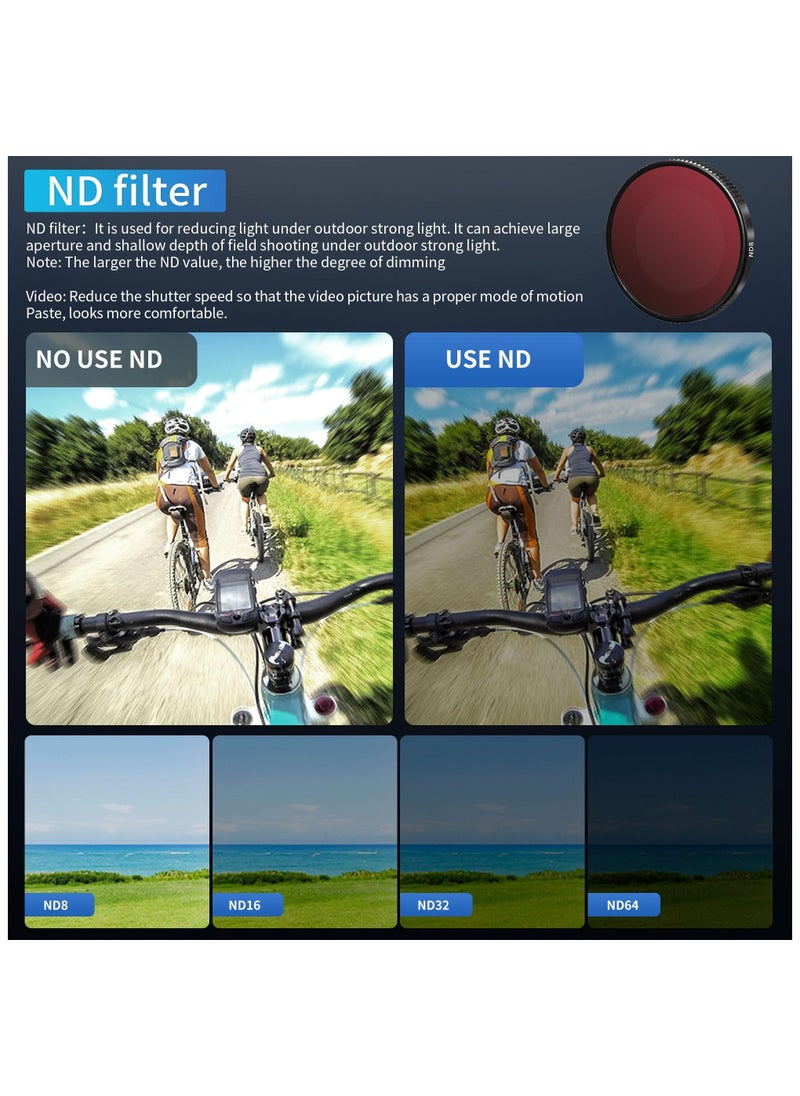 6 Pack Kit ND Filters Set for Insta360 GO 3S, Action Camera Accessories, Polarise & Neutral Density Filters, Gimbal Camera Len Filters for Insta360 GO 3S (CPL, UV, ND8, ND16, ND32, ND64)