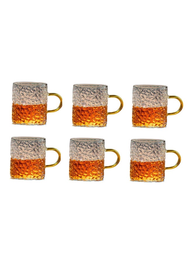 6-Piece Glass Coffee Mugs Clear/Gold