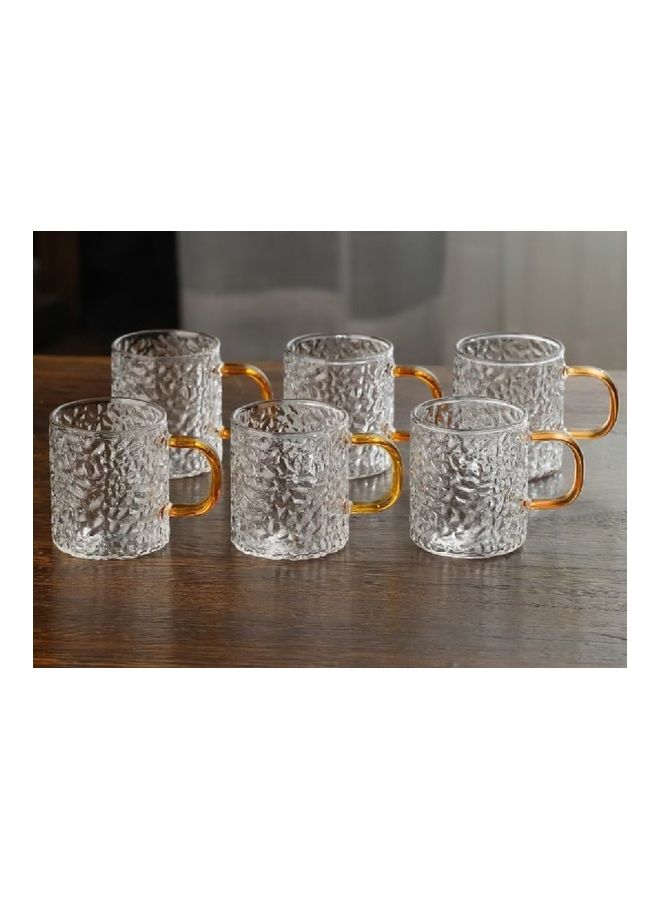 6-Piece Glass Coffee Mugs Clear/Gold