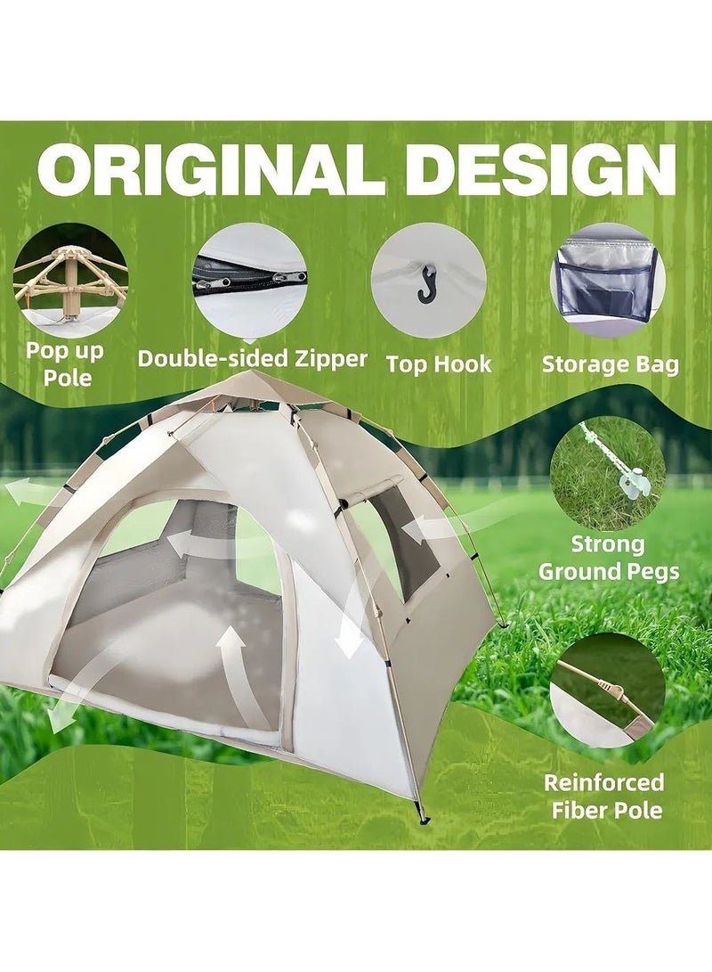 2-3 Person Pop Up Camping Tent 3000mm Waterproof Easy To Set Up Mosquito Windows Lightweight To Carry Hiking Picnic Camping