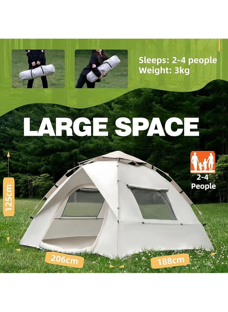 2-3 Person Pop Up Camping Tent 3000mm Waterproof Easy To Set Up Mosquito Windows Lightweight To Carry Hiking Picnic Camping