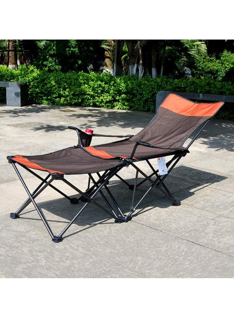 Folding Camping Chair with Foot Rest - Adjustable Reclining Chair with Headrest, Cup Holder, and Storage Bag - Portable Lounge Chair for Camping, Fishing, Picnics, and Outdoor Use