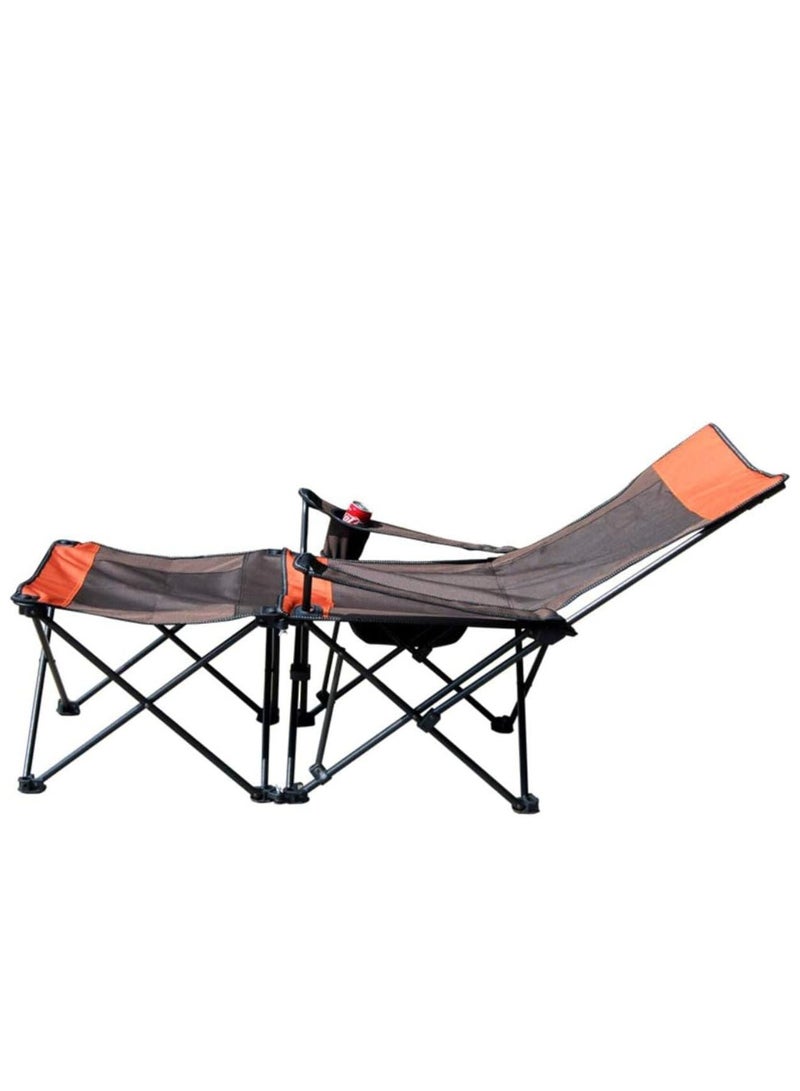 Folding Camping Chair with Foot Rest - Adjustable Reclining Chair with Headrest, Cup Holder, and Storage Bag - Portable Lounge Chair for Camping, Fishing, Picnics, and Outdoor Use