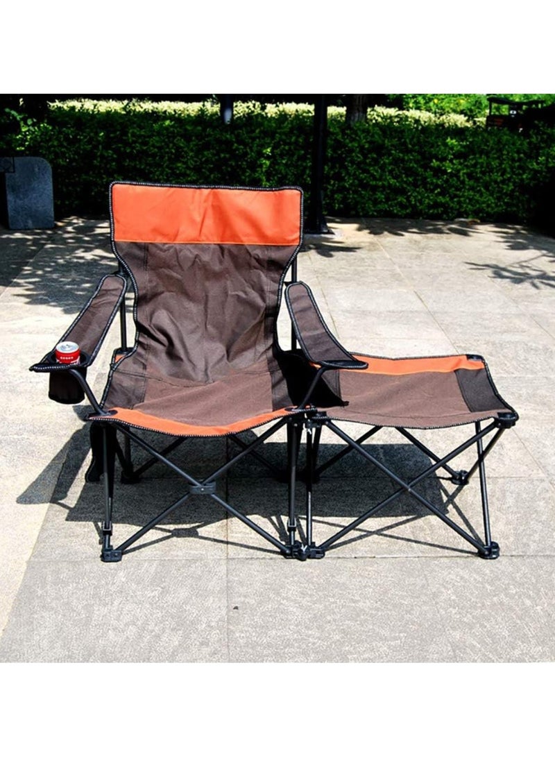 Folding Camping Chair with Foot Rest - Adjustable Reclining Chair with Headrest, Cup Holder, and Storage Bag - Portable Lounge Chair for Camping, Fishing, Picnics, and Outdoor Use