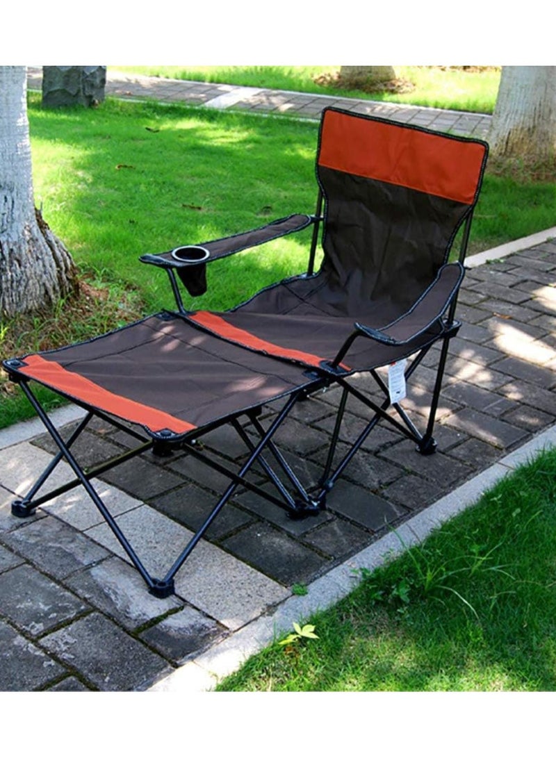 Folding Camping Chair with Foot Rest - Adjustable Reclining Chair with Headrest, Cup Holder, and Storage Bag - Portable Lounge Chair for Camping, Fishing, Picnics, and Outdoor Use