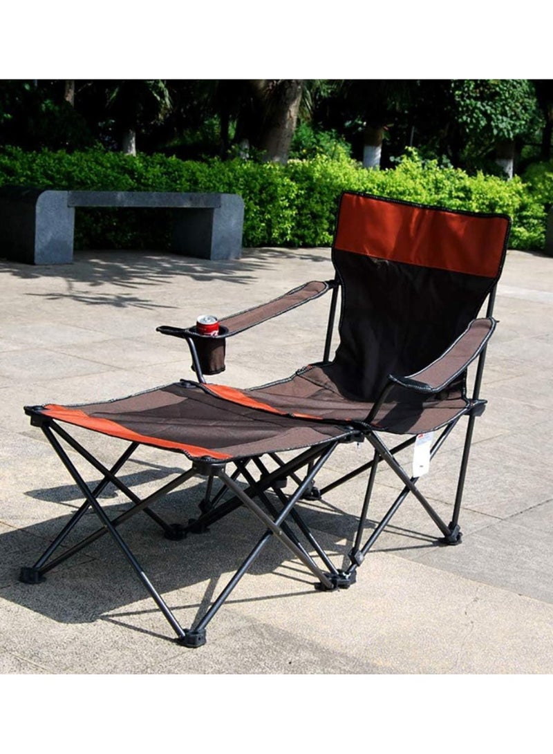 Folding Camping Chair with Foot Rest - Adjustable Reclining Chair with Headrest, Cup Holder, and Storage Bag - Portable Lounge Chair for Camping, Fishing, Picnics, and Outdoor Use