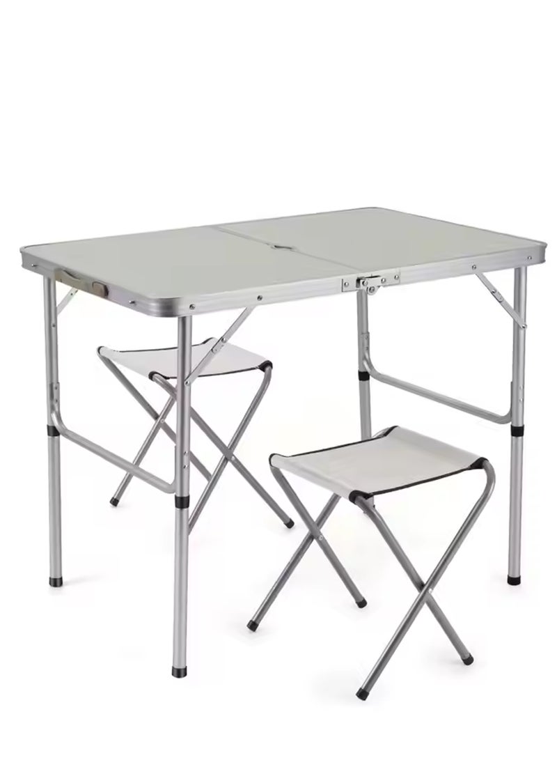 Foldable Aluminum Table, Adjustable Height Lightweight Portable Camping Table for Indoor Outdoor Picnic Party Dining Camp BBQ Tables 90 x 60 cm