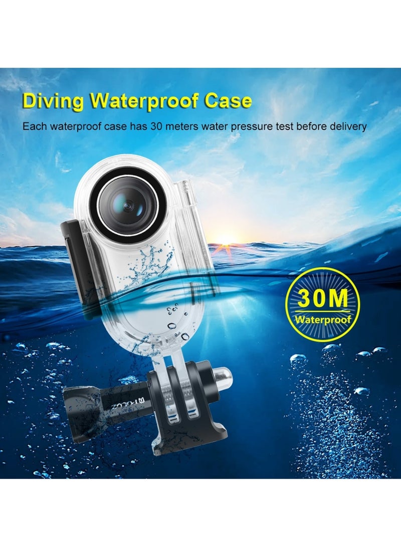 30m Underwater Waterproof Housing Protective Case for Insta360 GO 2, with Base Adapter & Screw(Transparent)