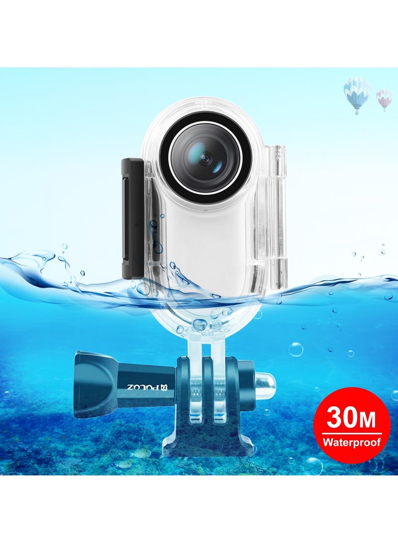 30m Underwater Waterproof Housing Protective Case for Insta360 GO 2, with Base Adapter & Screw(Transparent)