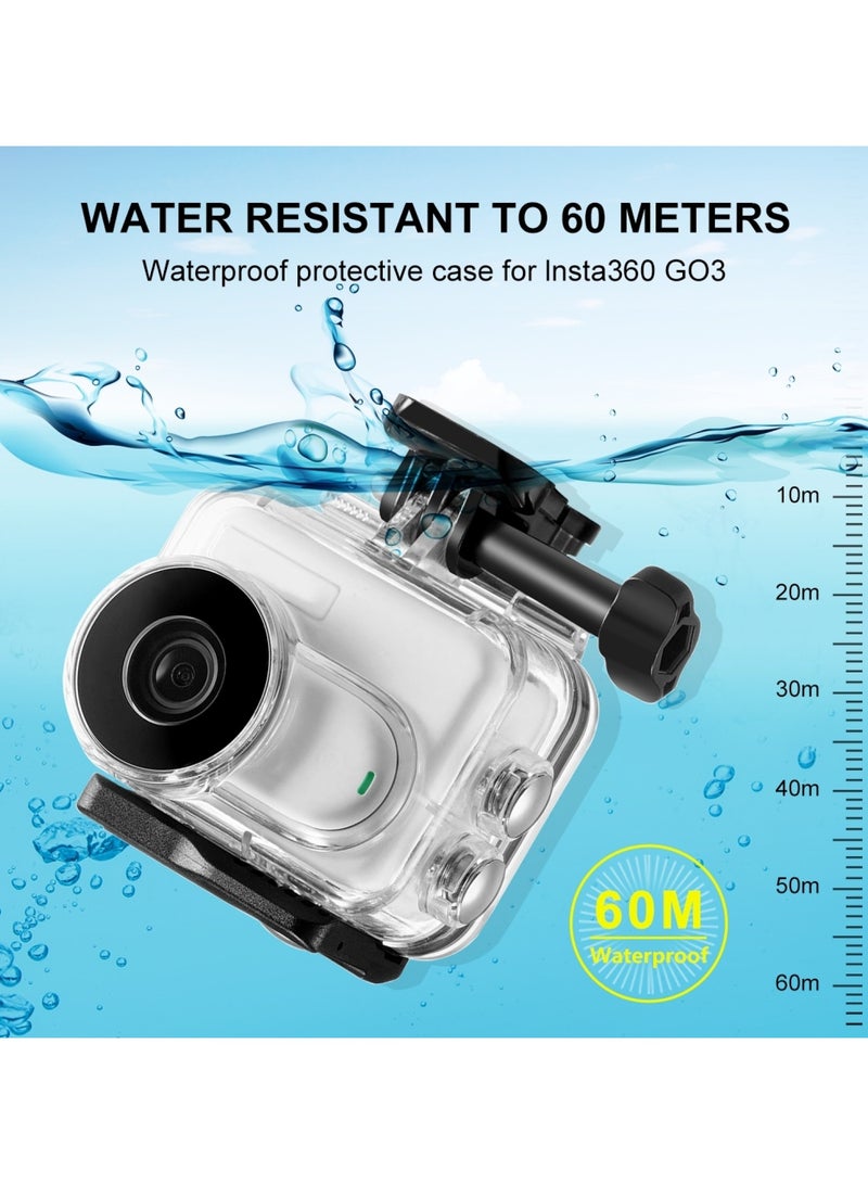 For Insta360 GO 3 60m Underwater Waterproof Housing Case with Base Adapter & Screw (Transparent)