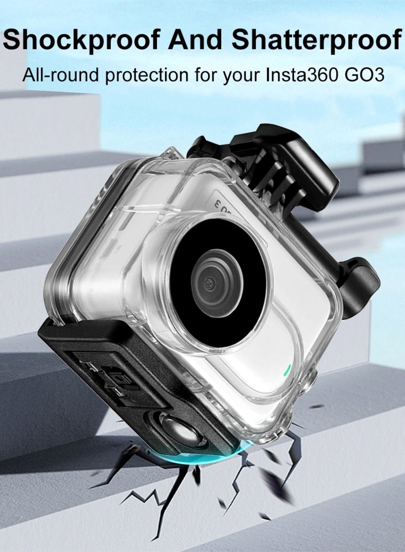 For Insta360 GO 3 60m Underwater Waterproof Housing Case with Base Adapter & Screw (Transparent)