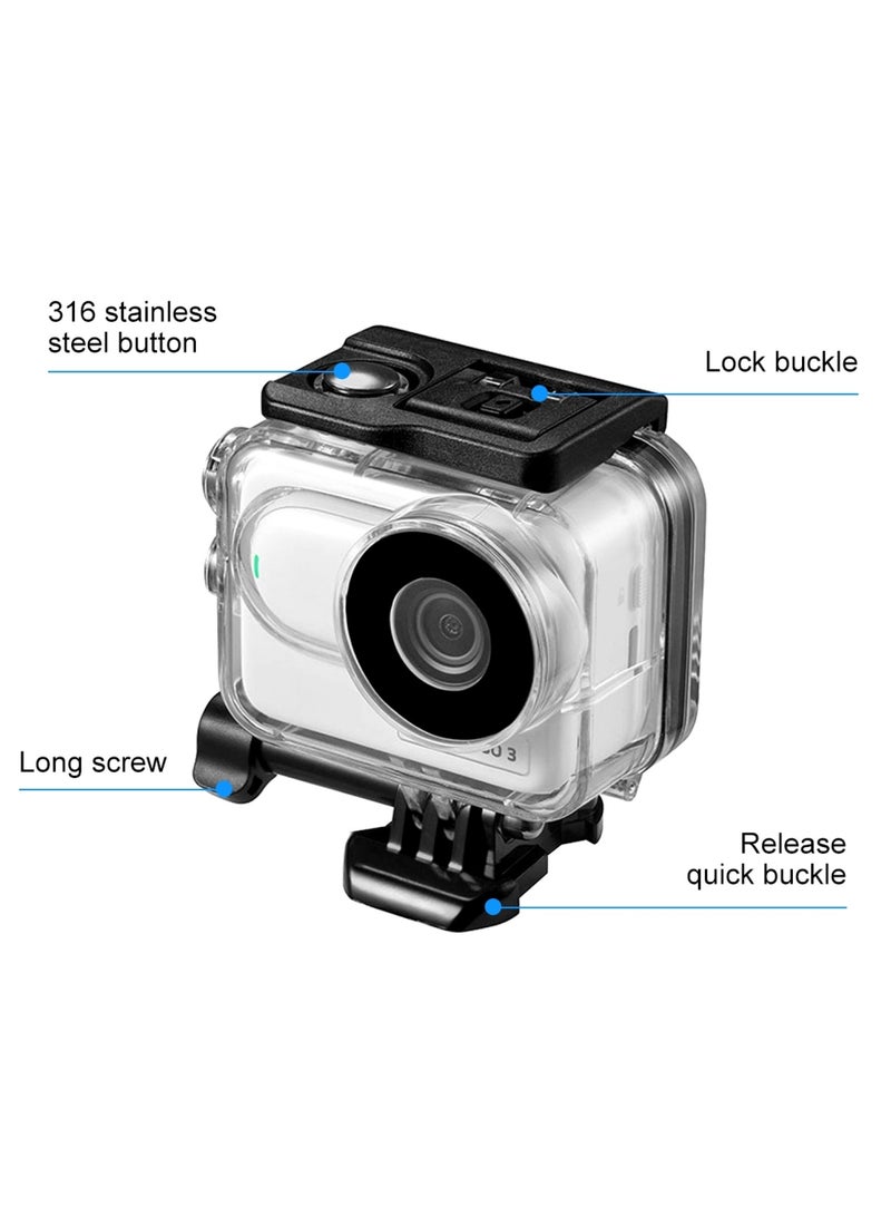 For Insta360 GO 3 60m Underwater Waterproof Housing Case with Base Adapter & Screw (Transparent)