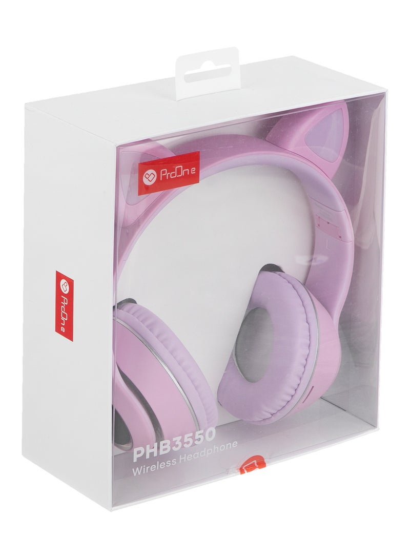 ProOne PHB3550 Bluetooth Gaming Headset with Microphone - Wireless Headphones for PC PS5 PS4 Mac, 40mm Drivers, 10Hrs Playtime, Colorful LED Lights, Gaming Headphones (PInk)