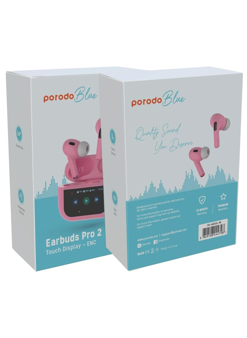 Blue Earbuds Pro2 Touch Display - ANC + ENC_Pink