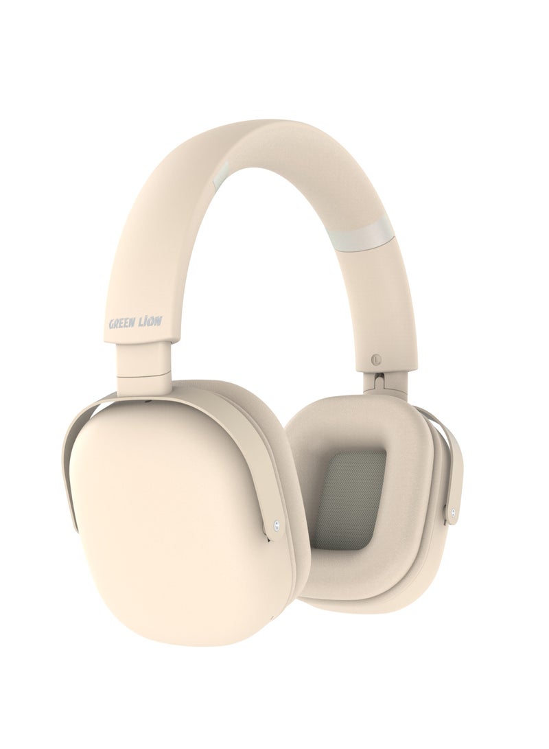 ECHO ANC Headphone / Clear Sound / Zero Noise / Significant Working Hours / Considerable Range Distance / Microphone / Aux Support / 40mm Driver / V5.3 Bluetooth / Durable - Beige