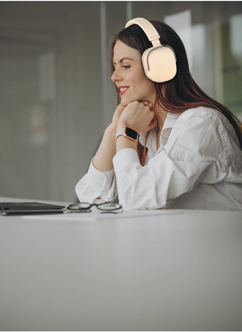 ECHO ANC Headphone / Clear Sound / Zero Noise / Significant Working Hours / Considerable Range Distance / Microphone / Aux Support / 40mm Driver / V5.3 Bluetooth / Durable - Beige