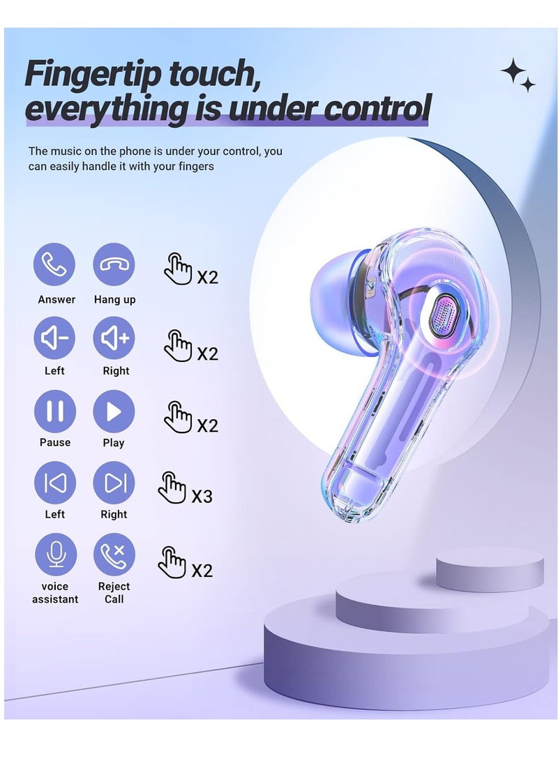 T8 Wireless Earphones Bluetooth 5.3 – Mini Crystal In-Ear Earbuds with LED Power Display & Wireless Charging Case