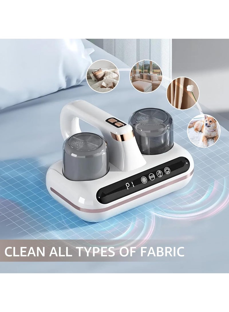 Mattress Vacuum Cleaner, Cordless Vacuum Cleaner, 8kPa & 10kPa Suction Dual Mode Bed Vacuum with Digital Screen, HEPA Filter & 210ml Dust Bin 100W for Bed Pillow Sofa Carpets (Double Cup)