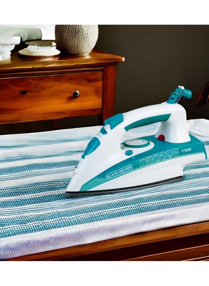 Black & Decker 1750W Steam Iron Ceramic Coated Soleplate with Anti Calc Drip Self Clean and Auto Shutoff, Removes Stubborn Creases Quickly Easily X1600-B5 2 Years Warranty
