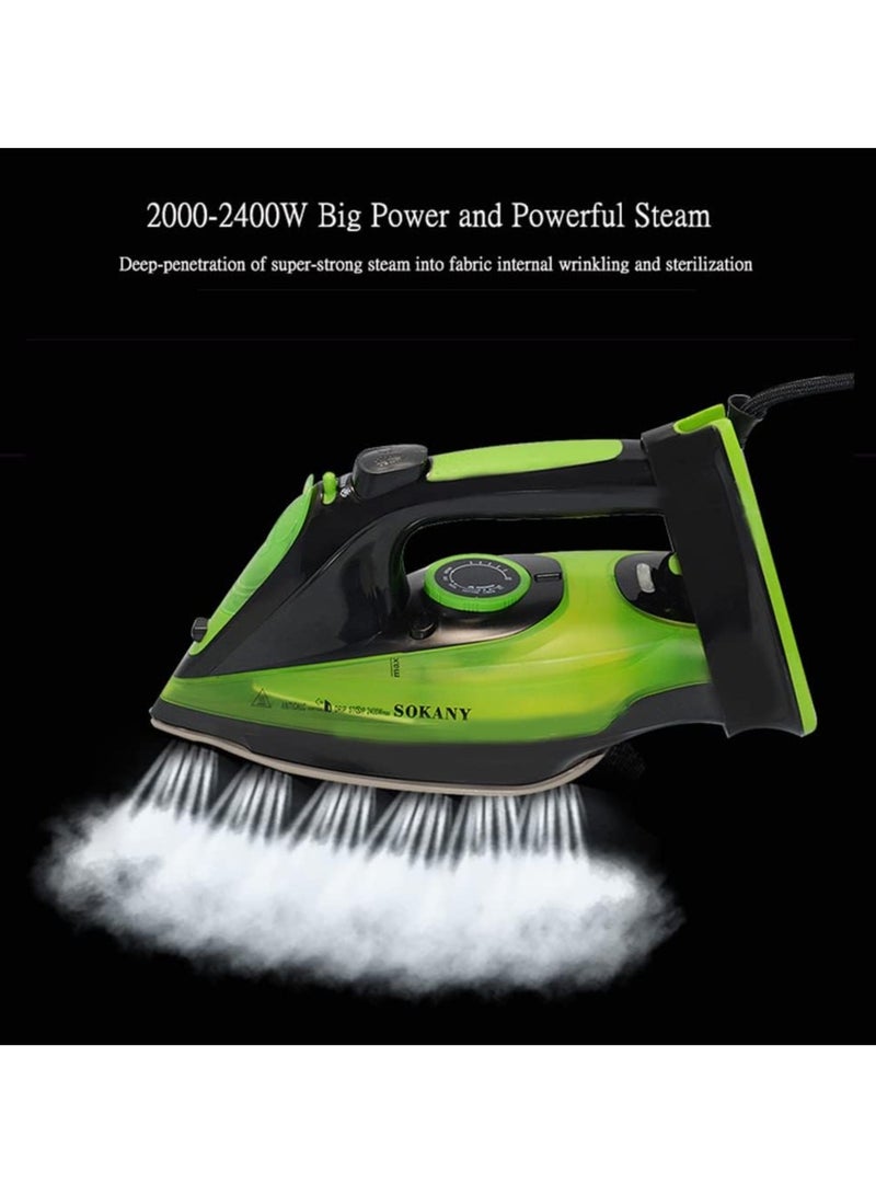 Professional Grade 2400W Home Steam Cordless Iron, Steam Iron with 360ML Water Tank, Ceramic Non-Stick Soleplate, Variable Steam Control, Self-Cleaning, Anti-Calcium, Anti-Drip, Green (Green)