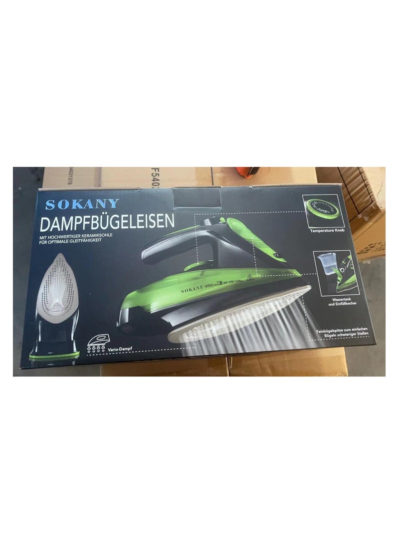 Professional Grade 2400W Home Steam Cordless Iron, Steam Iron with 360ML Water Tank, Ceramic Non-Stick Soleplate, Variable Steam Control, Self-Cleaning, Anti-Calcium, Anti-Drip, Green (Green)