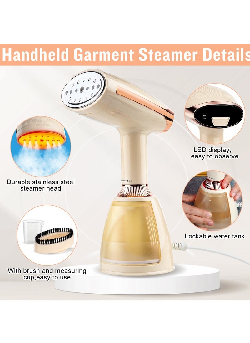 Steamer for Clothes, Handheld Clothing Wrinkles Remover for Garments, 30 Second Fast Heat-up, Portable 1500W, 280ml Fabric Wrinkle Remover with Brush and Measure Cup for Home Office Travel