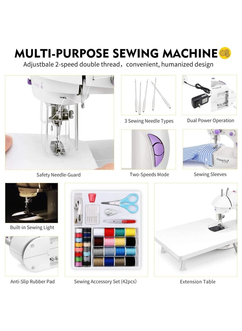 Multifunctional Mini Sewing Machine With Two Speed Control White