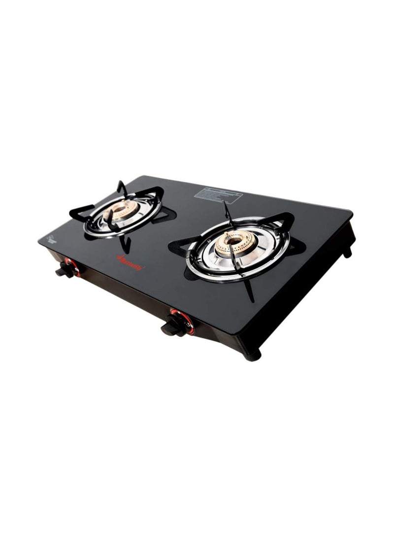 Butterfly Smart Glass Top 2 Burner Open Gas Stove (Black), Manual Ignition (Pack of 2)