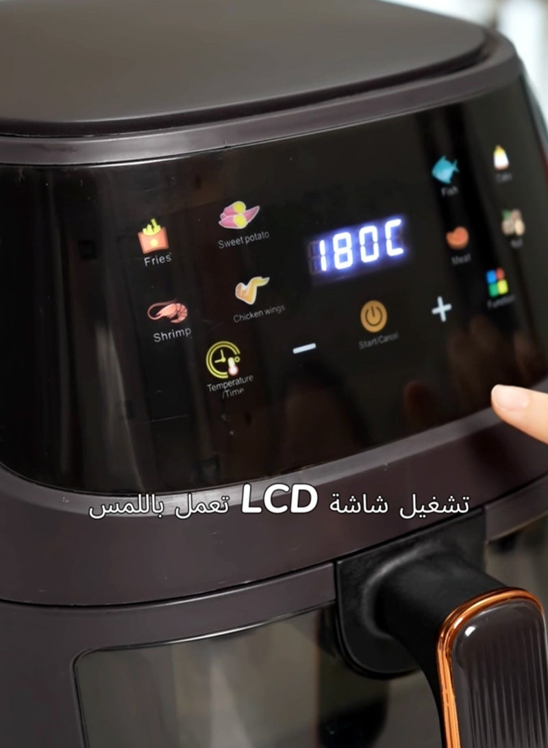 Digital Air Fryer, 2400W, 8L, 8 Presets, Crispy and Healthy Cooking, Rapid Air Technology & Led Display, Best for Frying, Grilling, Roasting, Baking, QF-305