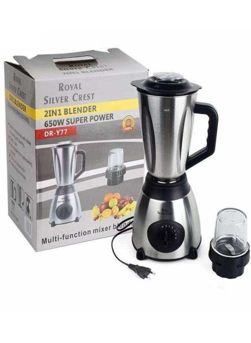 2-in-1 Blender, 6 Blade Heavy Duty Juicer, 2 Blade Coffee & Spice Grinder with 1500ml Stainless Steel & Small Glass Jar & 5 Speed Mode Blender