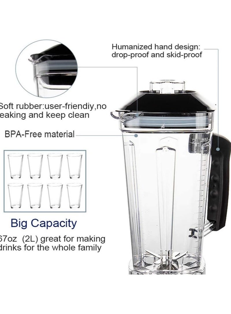 Professional Countertop Blender, Kitchen Blender Food Mixer 2200W Smoothie Maker 2000Ml Smoothies and Milkshakes, Black