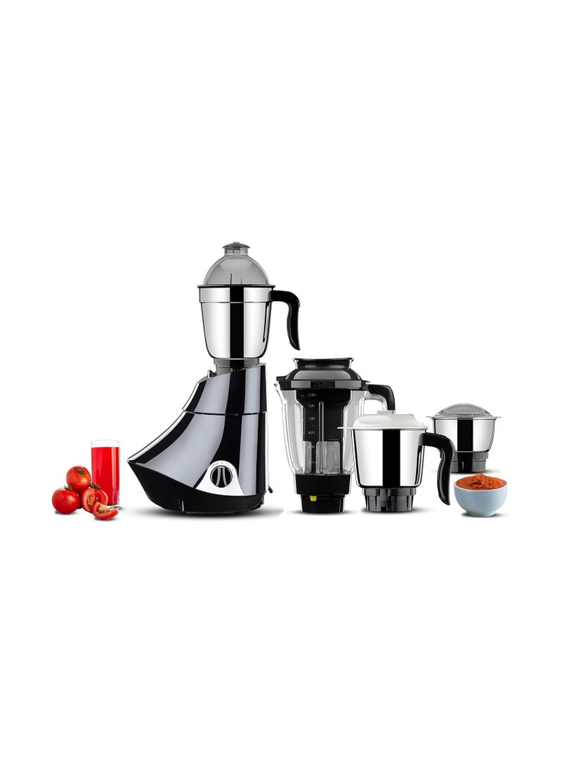 Butterfly Smart 750 Watts Mixer Grinder with 4 Jars | 3 Stainless Steel Multipurpose Jars & 1 Juicer Jar | ABS Body | Heavy Duty Motor | 2 Years Manufacturer's Warranty | Grey