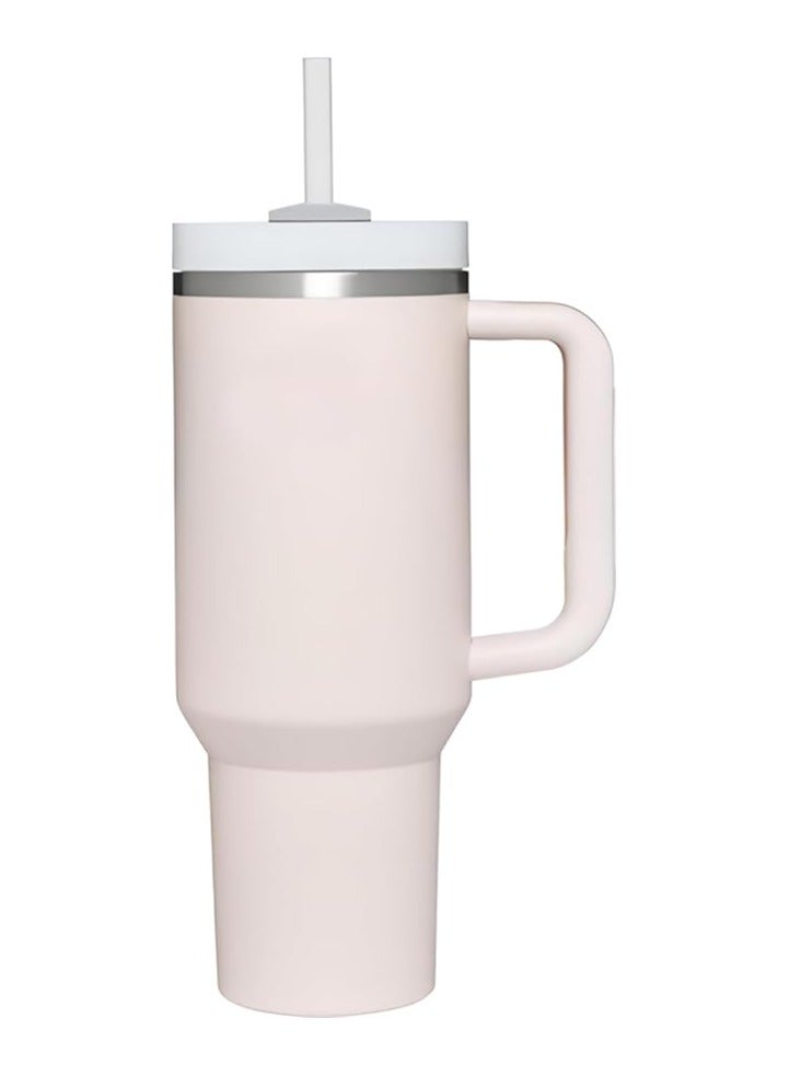 Quencher H2.0 FlowState Stainless Steel Vacuum Insulated Tumbler with Lid and Straw Rose Quartz 40 Oz