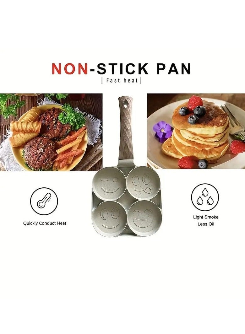 Liying Smiley Face Pancake Griddle Pan, 4 Mini Faces, Nonstick, 35cm x 18cm