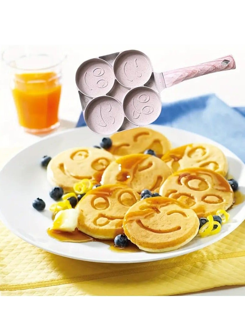 Liying Smiley Face Pancake Griddle Pan, 4 Mini Faces, Nonstick, 35cm x 18cm