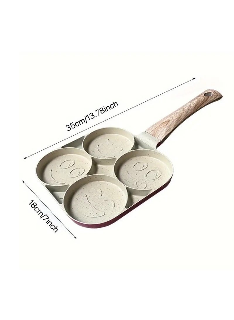 Liying Smiley Face Pancake Griddle Pan, 4 Mini Faces, Nonstick, 35cm x 18cm