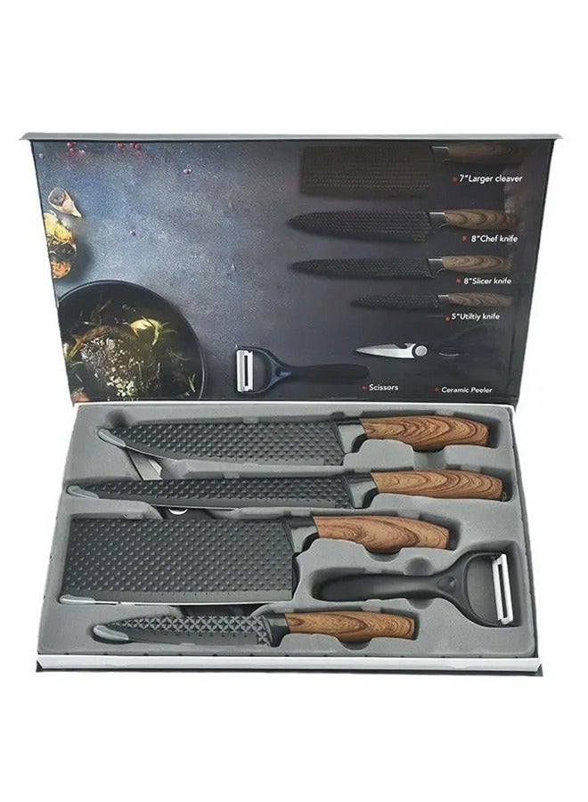 Knife set diamond pattern Set Chef Knife Block Cutting Sets Black Professional Kitchen Knife Set High Carbon Stainless Steel